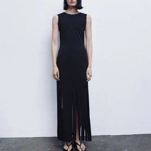 RARE ZARA LONG FRINGED DRESS